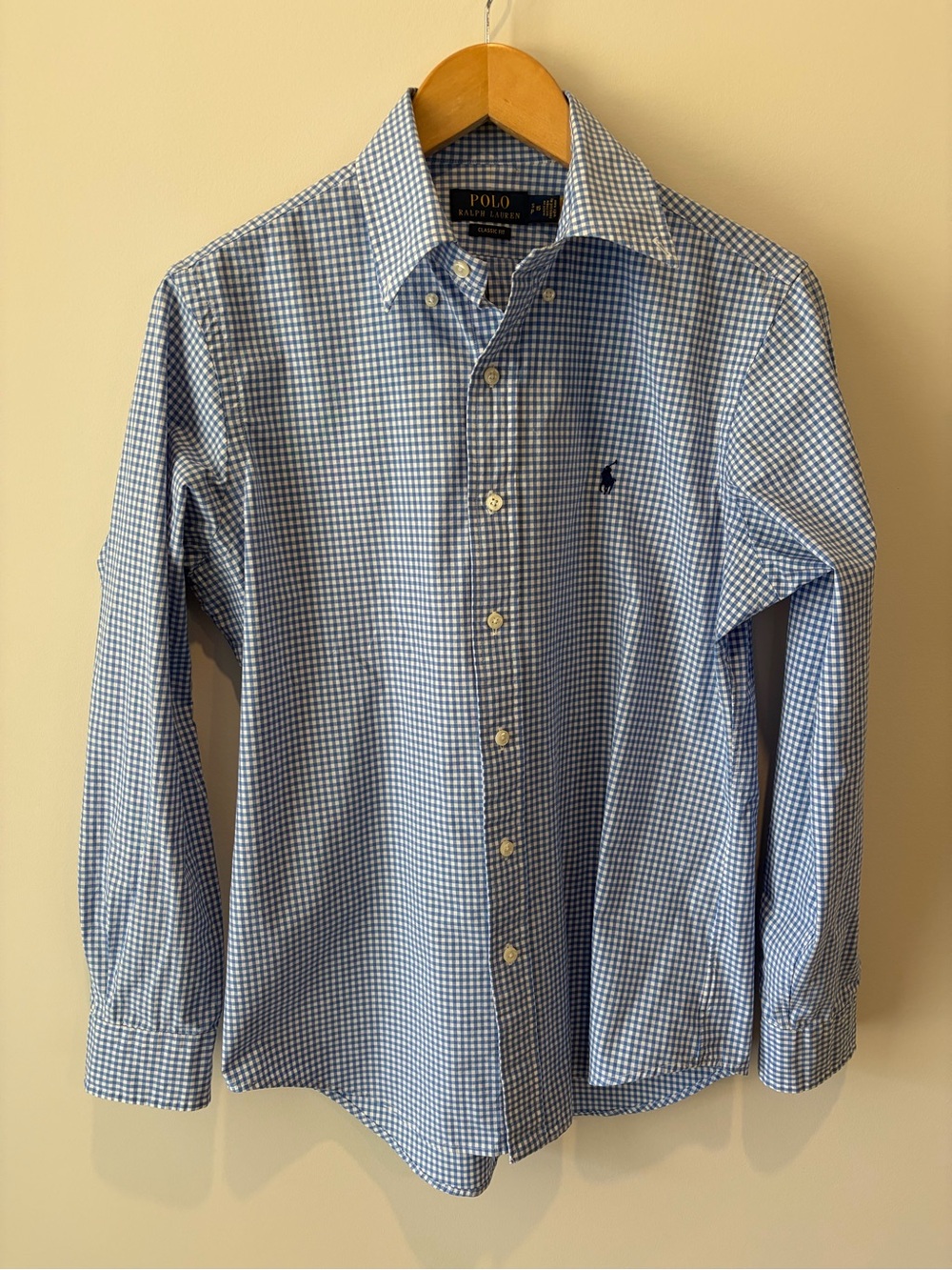 Polo by Ralph Lauren Blue Gingham Stretch Poplin Button-Down Shirt S